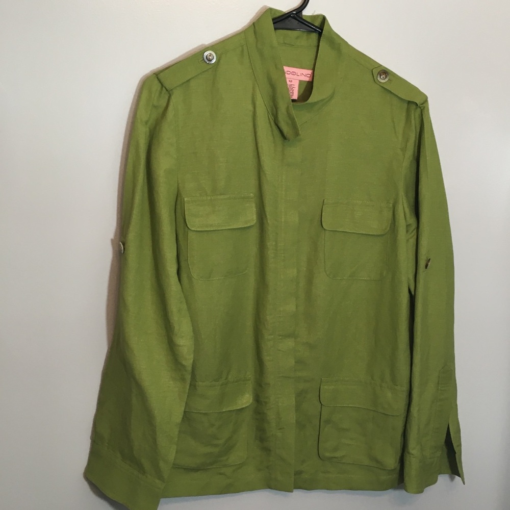 Bandolino linen jacket, green linen